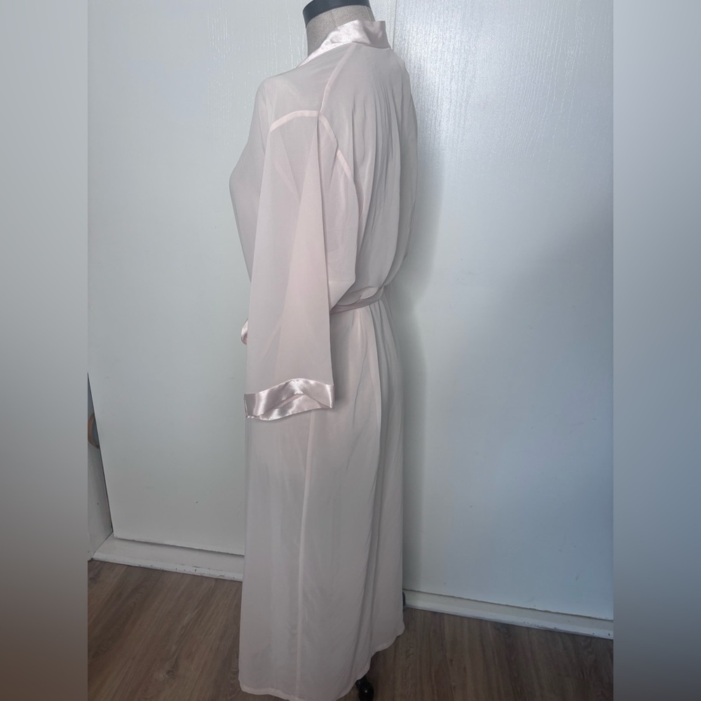 Vintage California Dynasty Sheer Lace Robe Pink Satin Trim – Medium - Picture 8 of 13